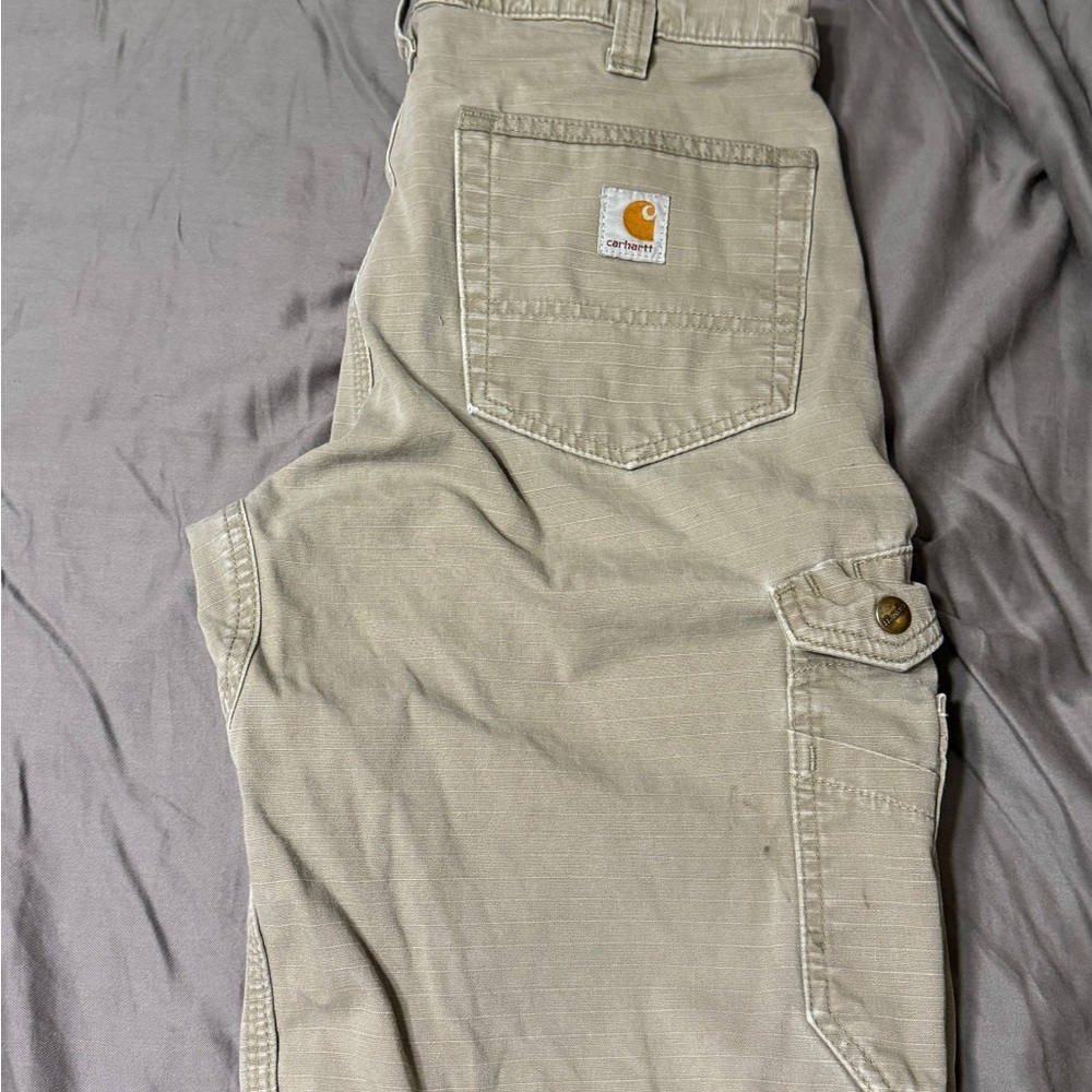 Carhartt Men's Beige Military Drab Cargo Ripstop Shorts Sz 32 Relaxed Fit - Picture 9 of 15